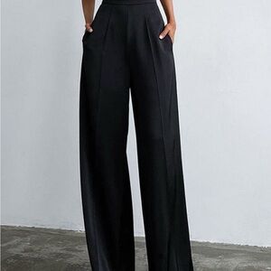 Commense Black Wide-Leg High-Waisted Pants